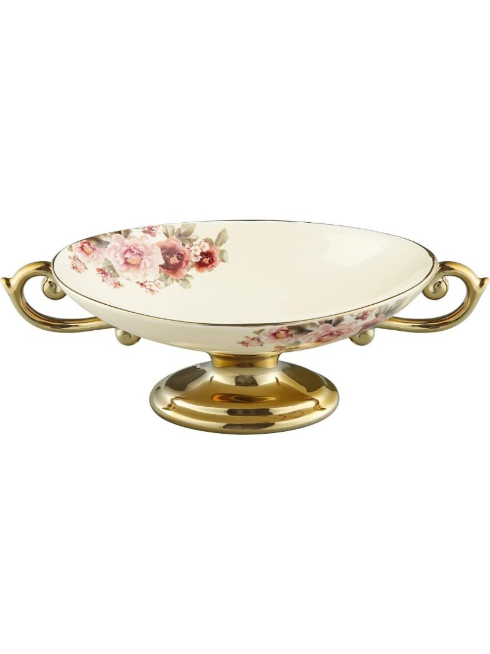 Floral Footed Fruit Bowl for Parties, Home Decor, Elegant Centerpiece